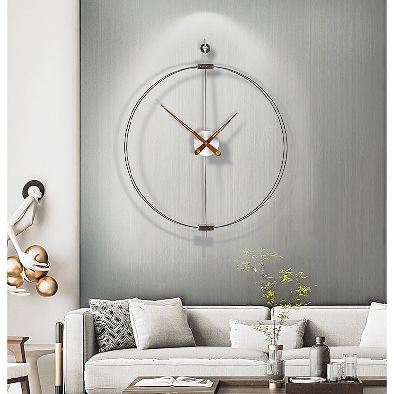 Artistic Creative Light-Luxury Minimalist Quiet Walnut-Wood-Pointer Wall Clock