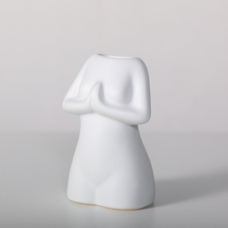 Modern Minimalist Porcelain Yoga Figure Vase Ornament