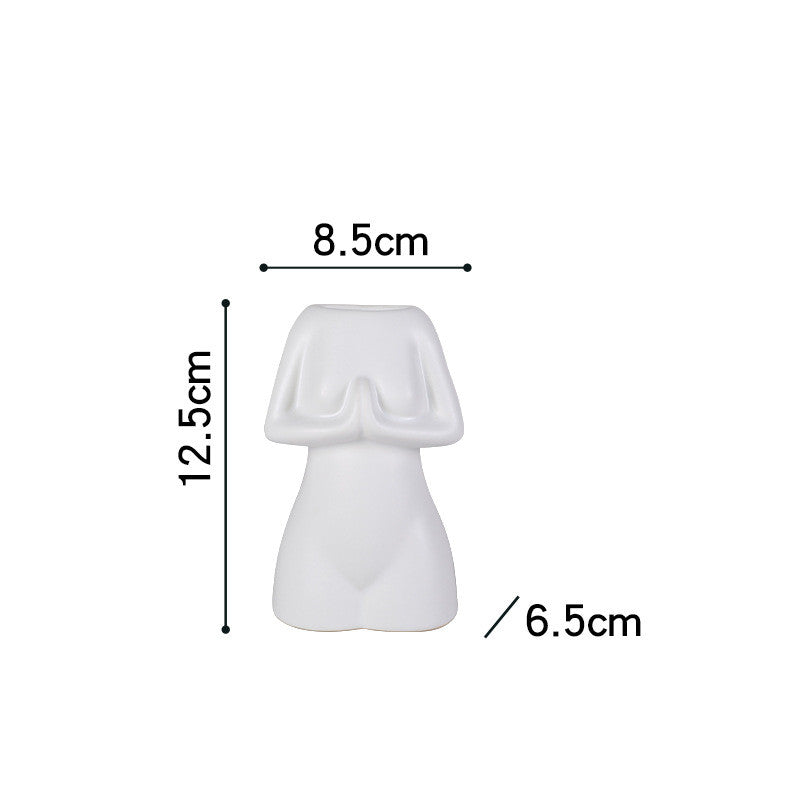 Modern Minimalist Porcelain Yoga Figure Vase Ornament