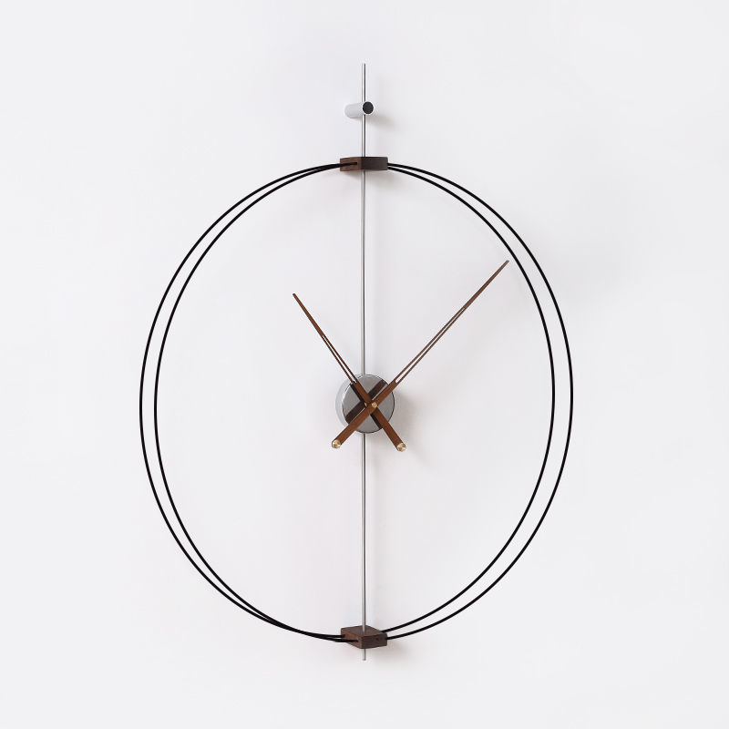 Artistic Creative Light-Luxury Minimalist Quiet Walnut-Wood-Pointer Wall Clock