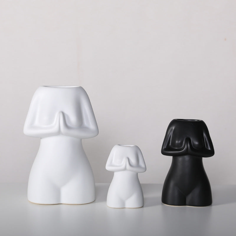 Modern Minimalist Porcelain Yoga Figure Vase Ornament