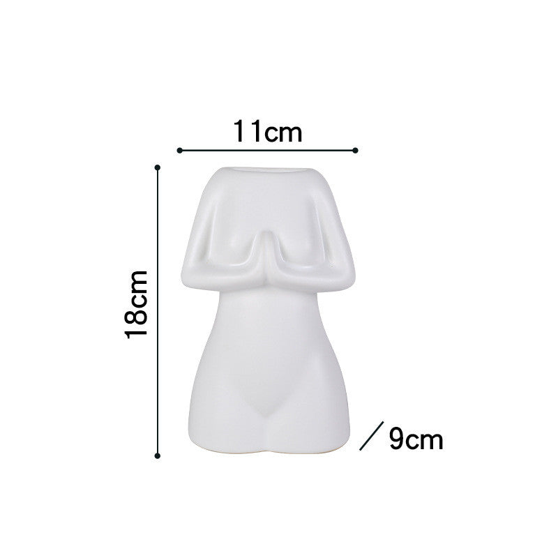 Modern Minimalist Porcelain Yoga Figure Vase Ornament